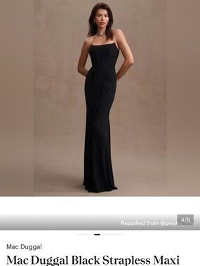 Mac Duggal Strapless Black Evening Dress - Elegant Draped Gown